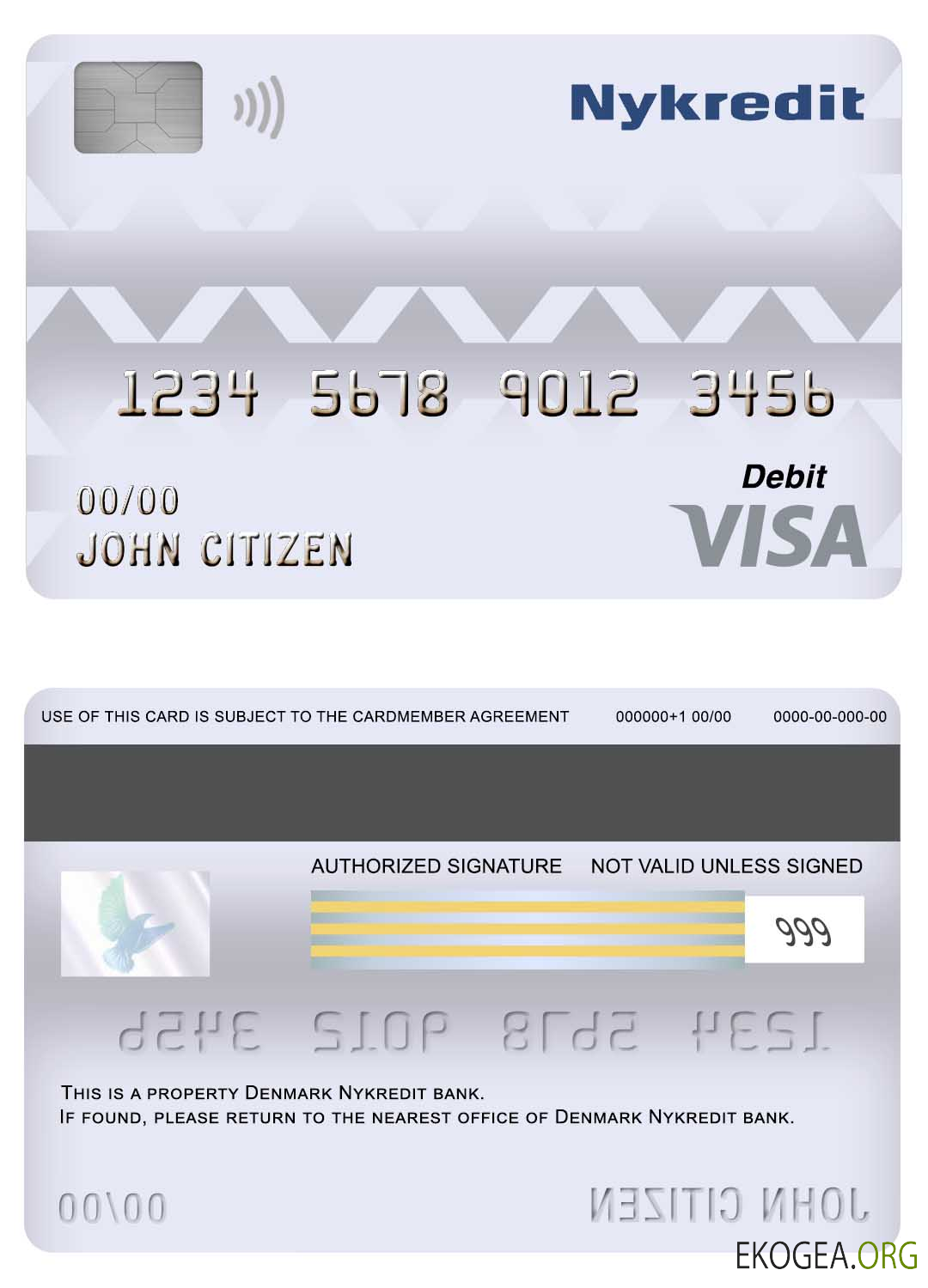 Carte de débit Visa de la banque Nykredit du Danemark